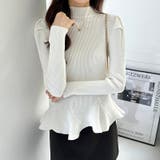 ペプラムニット チュニック パワショルトップス | COCOMOMO | 詳細画像21