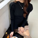 ペプラムニット チュニック パワショルトップス | COCOMOMO | 詳細画像6