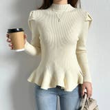 ペプラムニット チュニック パワショルトップス | COCOMOMO | 詳細画像9