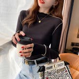 メロウトップス 配色ステッチカットソー メロウフリルハイネック | COCOMOMO | 詳細画像15 