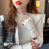 メロウトップス 配色ステッチカットソー メロウフリルハイネック | COCOMOMO | 詳細画像3 