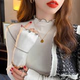 メロウトップス 配色ステッチカットソー メロウフリルハイネック | COCOMOMO | 詳細画像4 