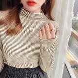 ボーダー長袖カットソー ハイネック ボーダーロンt | COCOMOMO | 詳細画像11 