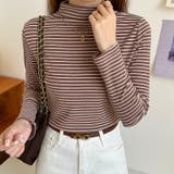 ボーダー長袖カットソー ハイネック ボーダーロンt | COCOMOMO | 詳細画像12 