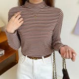 ボーダー長袖カットソー ハイネック ボーダーロンt | COCOMOMO | 詳細画像13 