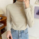 ボーダー長袖カットソー ハイネック ボーダーロンt | COCOMOMO | 詳細画像15 