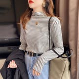 ボーダー長袖カットソー ハイネック ボーダーロンt | COCOMOMO | 詳細画像2 