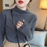 ボーダー長袖カットソー ハイネック ボーダーロンt | COCOMOMO | 詳細画像7 