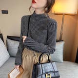 ボーダー長袖カットソー ハイネック ボーダーロンt | COCOMOMO | 詳細画像8 