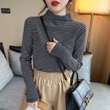 ボーダー長袖カットソー ハイネック ボーダーロンt | COCOMOMO | 詳細画像9 