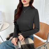 裏起毛ふわもちニット ハイネックリブニット 裏起毛ニット | COCOMOMO | 詳細画像19 