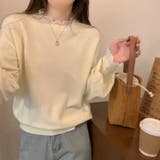 レースフリルネックニット 重ね着風ニットトップス ドッキングレース | COCOMOMO | 詳細画像11 