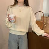 レースフリルネックニット 重ね着風ニットトップス ドッキングレース | COCOMOMO | 詳細画像12 