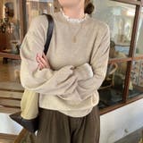 レースフリルネックニット 重ね着風ニットトップス ドッキングレース | COCOMOMO | 詳細画像4 