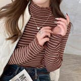 裏起毛 ボーダーハイネックニット メロウフリル | COCOMOMO | 詳細画像11 