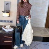 裏起毛 ボーダーハイネックニット メロウフリル | COCOMOMO | 詳細画像12 