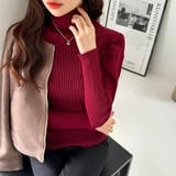 パワショルニット タートルネック リブニット | COCOMOMO | 詳細画像9 