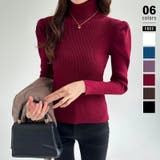 ワインレッド | パワショルニット タートルネック リブニット | COCOMOMO