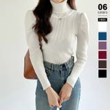 ホワイト | パワショルニット タートルネック リブニット | COCOMOMO