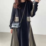 選べる2タイプ サイドプリーツワンピース 異素材ドッキング | COCOMOMO | 詳細画像5 
