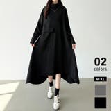 ブラック | タートルネックワンピース Aライン 体型カバー | COCOMOMO