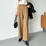 裏起毛 スラックスパンツ ストレートワイドパンツ | COCOMOMO | 詳細画像3 