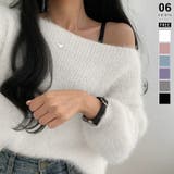 ホワイト | シャギーニット ふわふわニット オフショルダー | COCOMOMO