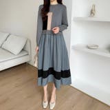 ドッキングニットワンピース 異素材切り替え フレアワンピース | COCOMOMO | 詳細画像10