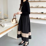 ドッキングニットワンピース 異素材切り替え フレアワンピース | COCOMOMO | 詳細画像13