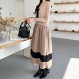 ドッキングニットワンピース 異素材切り替え フレアワンピース | COCOMOMO | 詳細画像3