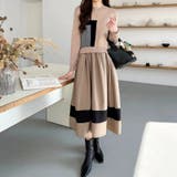 ドッキングニットワンピース 異素材切り替え フレアワンピース | COCOMOMO | 詳細画像5