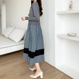 ドッキングニットワンピース 異素材切り替え フレアワンピース | COCOMOMO | 詳細画像8