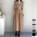 キャメル | ティアードワンピース カシュクール コーデュロイ | COCOMOMO