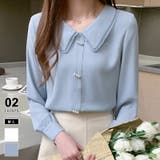 とろみシフォンブラウス パールボタン付き オフィスカジュアル | COCOMOMO | 詳細画像1