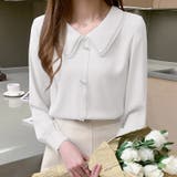 とろみシフォンブラウス パールボタン付き オフィスカジュアル | COCOMOMO | 詳細画像11