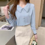 とろみシフォンブラウス パールボタン付き オフィスカジュアル | COCOMOMO | 詳細画像3