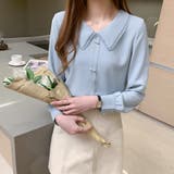 とろみシフォンブラウス パールボタン付き オフィスカジュアル | COCOMOMO | 詳細画像5