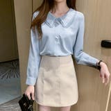 とろみシフォンブラウス パールボタン付き オフィスカジュアル | COCOMOMO | 詳細画像9