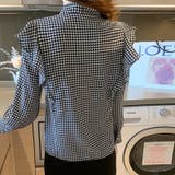 ボウタイリボンブラウス 千鳥格子 ショルダーフリル | COCOMOMO | 詳細画像8
