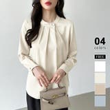 アイボリー | フロントタックブラウス スタンドカラー セレモニーブラウス | COCOMOMO