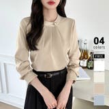 ベージュ | フロントタックブラウス スタンドカラー セレモニーブラウス | COCOMOMO