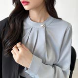 フロントタックブラウス スタンドカラー セレモニーブラウス | COCOMOMO | 詳細画像12 