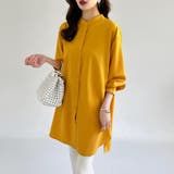 シャツチュニック ロングシャツ バンドカラー | COCOMOMO | 詳細画像10 
