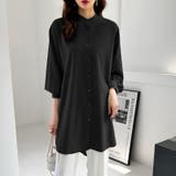 シャツチュニック ロングシャツ バンドカラー | COCOMOMO | 詳細画像20 