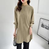 シャツチュニック ロングシャツ バンドカラー | COCOMOMO | 詳細画像22 