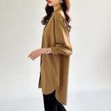 シャツチュニック ロングシャツ バンドカラー | COCOMOMO | 詳細画像3 