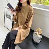 シャツチュニック ロングシャツ バンドカラー | COCOMOMO | 詳細画像5 