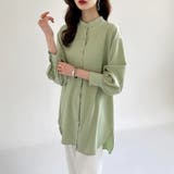 シャツチュニック ロングシャツ バンドカラー | COCOMOMO | 詳細画像7 
