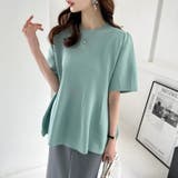 ペプラムトップス サマーニット オフィスカジュアル | COCOMOMO | 詳細画像2 