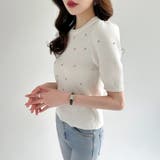 キラキラビジューニット サマーニット パフスリーブ | COCOMOMO | 詳細画像13